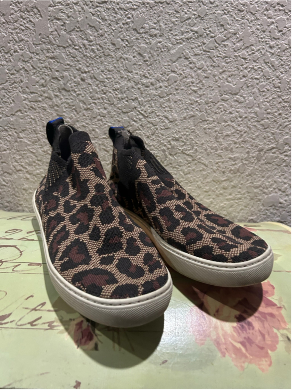 Women's Rothy's Leopard Print Slip-On Sneakers Size 7 Brown Black